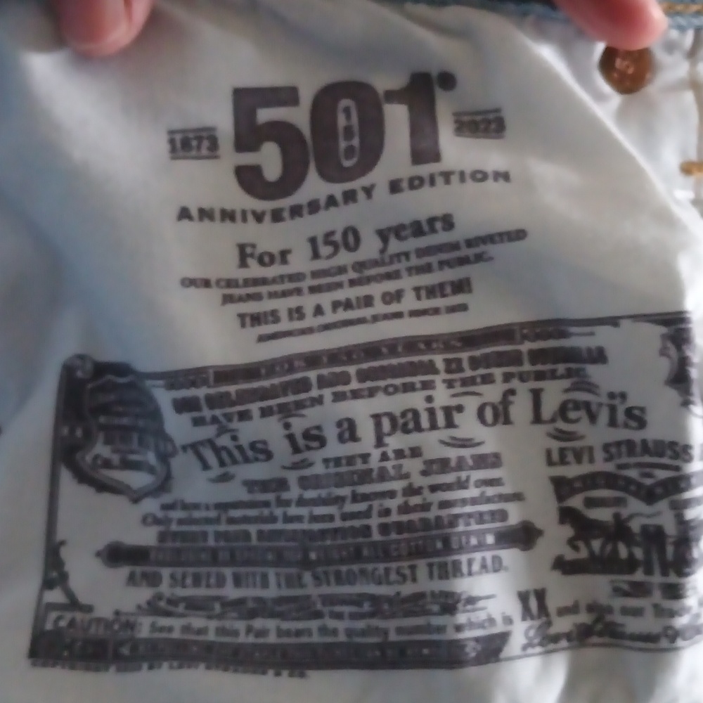 Levi's 501 150th Anniversary Jeans with Distressed/ Patched Knee - Picture 6 of 6